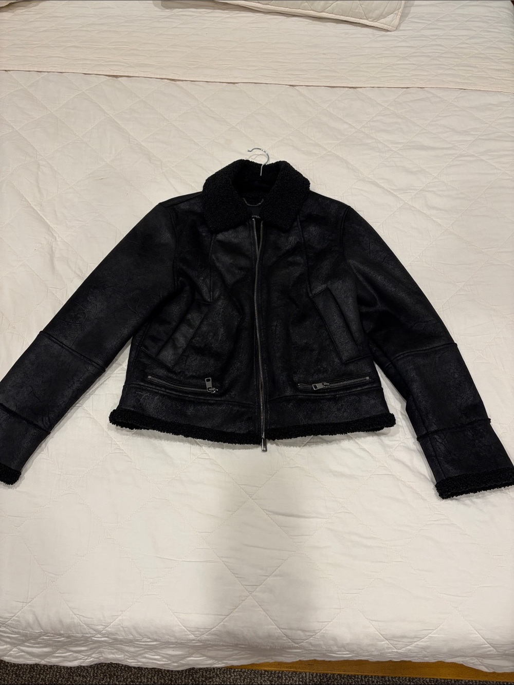 Banana Republic Faux Shearling Zip Front Jacket